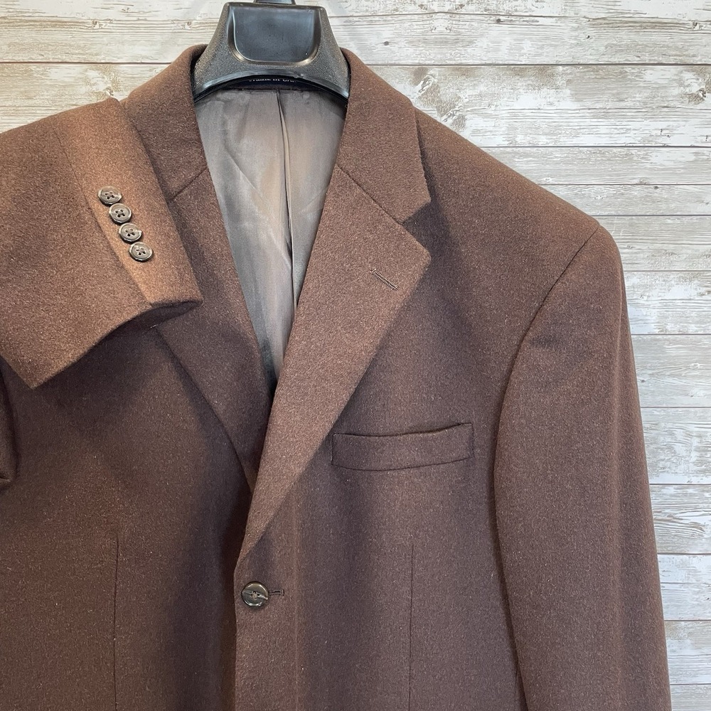 Austin Reed London Mens 44L Blazer Brown Soft Wool Silk Cashmere 3 Button Notch
